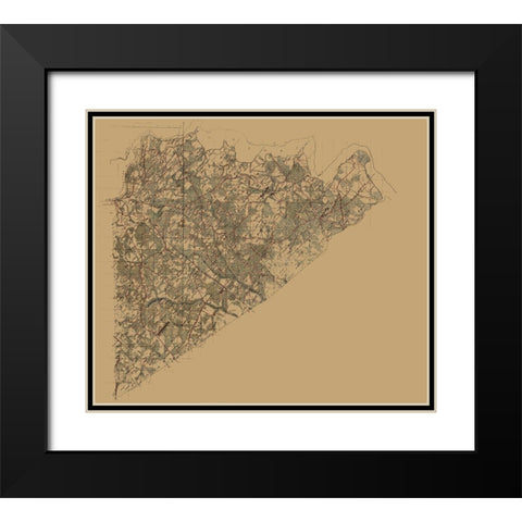 Prince George County Virginia - 1864 Black Modern Wood Framed Art Print with Double Matting by Unknown
