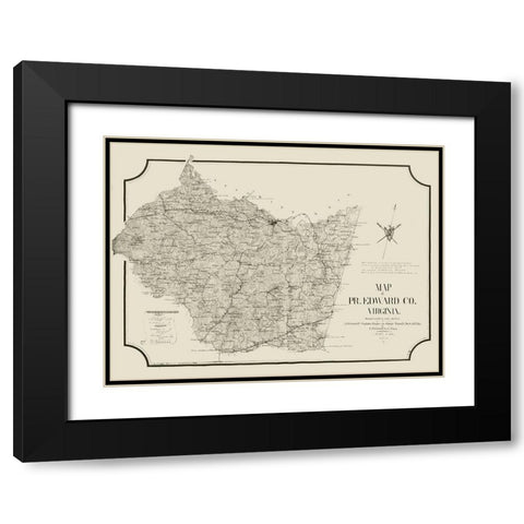 Prince Edward County Virginia - Cassell 1864 Black Modern Wood Framed Art Print with Double Matting by Cassell