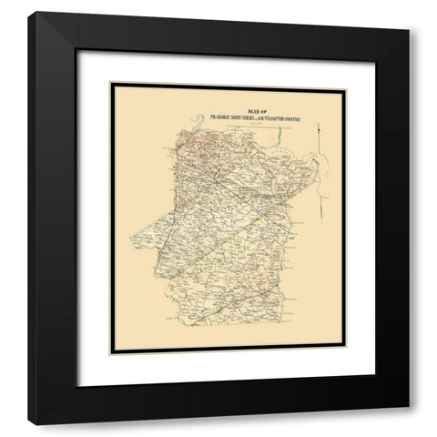 Prince George Surrey Suffolk Counties Virginia - 1865 Black Modern Wood Framed Art Print with Double Matting by Unknown