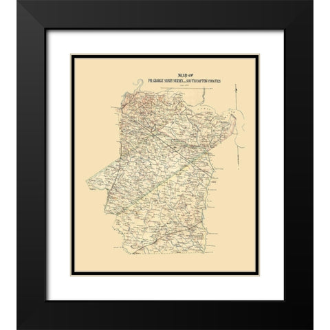 Prince George Surrey Suffolk Counties Virginia - 1865 Black Modern Wood Framed Art Print with Double Matting by Unknown