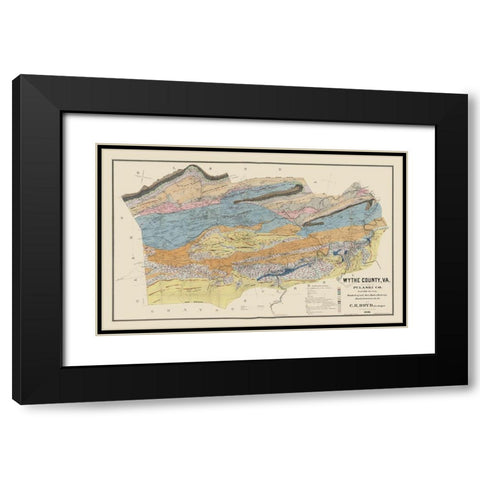 Pulaski County Virginia - Boyd 1890 Black Modern Wood Framed Art Print with Double Matting by Pulaski