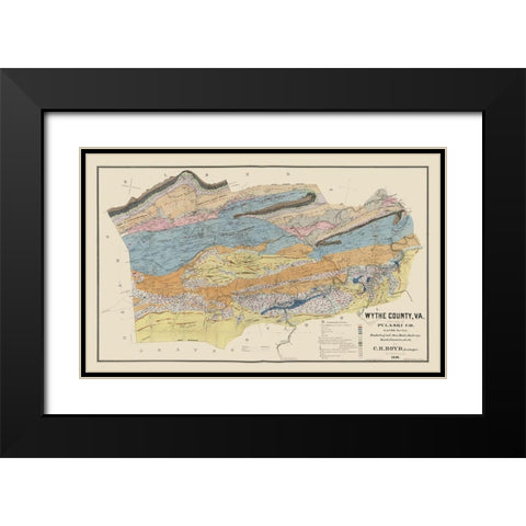 Pulaski County Virginia - Boyd 1890 Black Modern Wood Framed Art Print with Double Matting by Pulaski