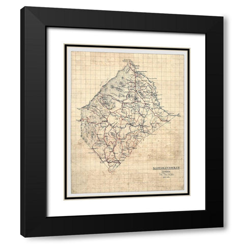 Rappahannock County Virginia - Michie 1863 Black Modern Wood Framed Art Print with Double Matting by Michie
