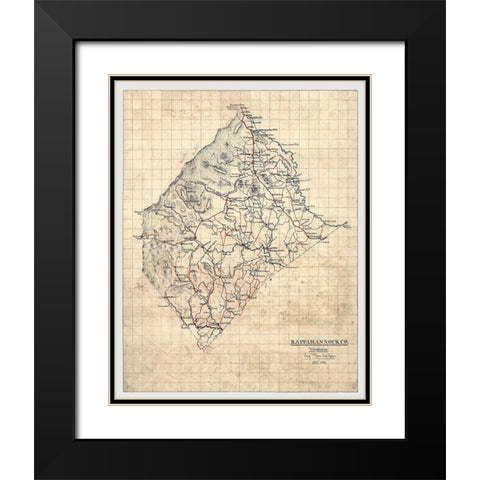 Rappahannock County Virginia - Michie 1863 Black Modern Wood Framed Art Print with Double Matting by Michie