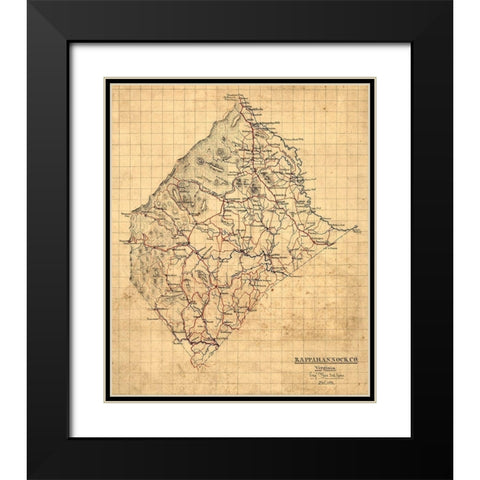 Rappahannock County Virginia - 1863 Black Modern Wood Framed Art Print with Double Matting by Unknown