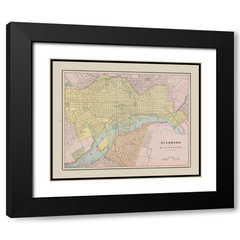 Richmond, Manchester Virginia - Cram 1892 Black Modern Wood Framed Art Print with Double Matting by Cram