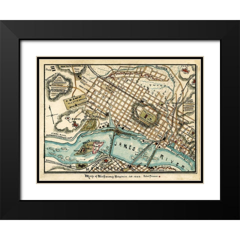 Richmond Virginia - 1863 Black Modern Wood Framed Art Print with Double Matting by Unknown