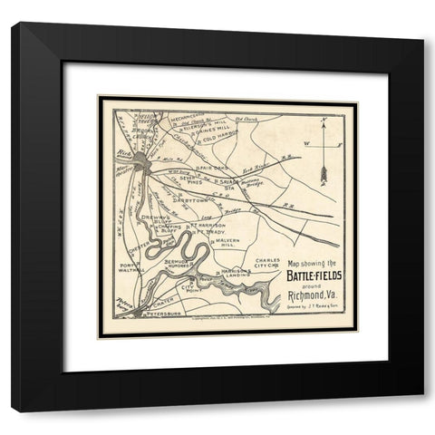 Richmond Virginia - Redd 1896 Black Modern Wood Framed Art Print with Double Matting by Redd