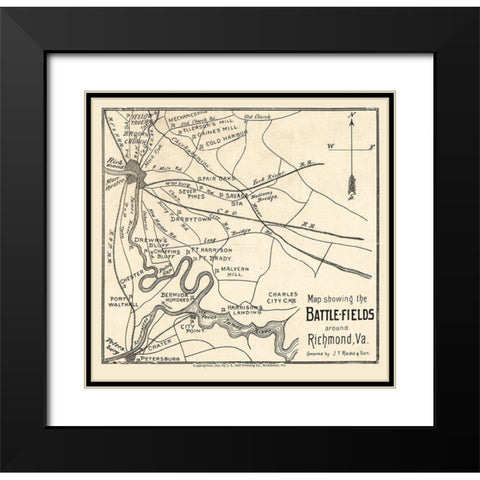 Richmond Virginia - Redd 1896 Black Modern Wood Framed Art Print with Double Matting by Redd