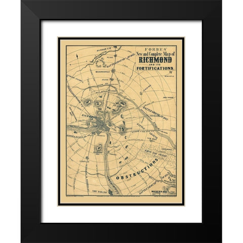 Richmond Virginia - Forbes 1864 Black Modern Wood Framed Art Print with Double Matting by Forbes