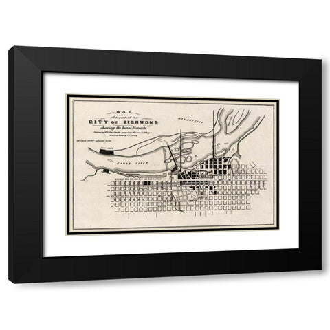 Richmond Virginia - Ludwig 1865 Black Modern Wood Framed Art Print with Double Matting by Ludwig