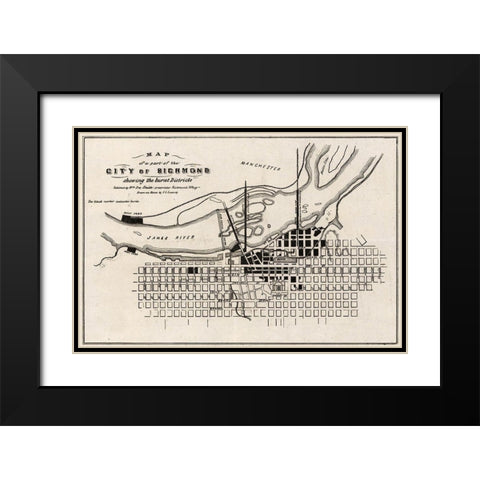 Richmond Virginia - Ludwig 1865 Black Modern Wood Framed Art Print with Double Matting by Ludwig