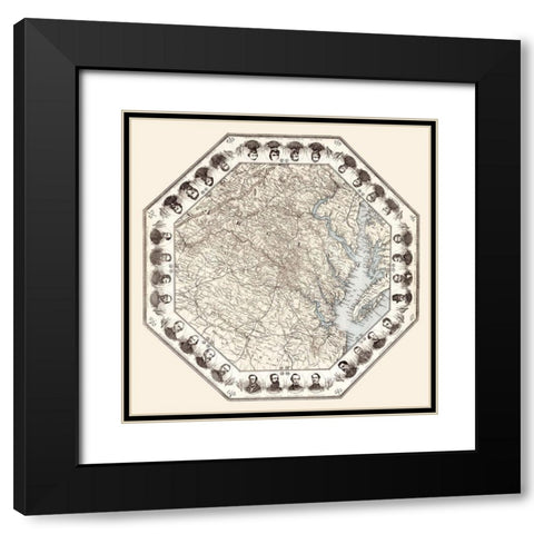 Virginia - 1860 Black Modern Wood Framed Art Print with Double Matting by Unknown