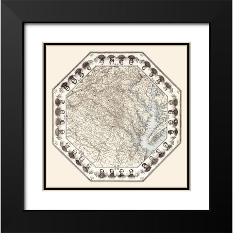 Virginia - 1860 Black Modern Wood Framed Art Print with Double Matting by Unknown