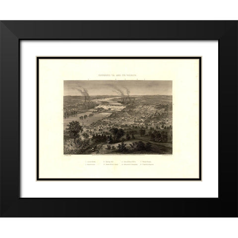 Richmond Virginia - Wells 1863 Black Modern Wood Framed Art Print with Double Matting by Wells