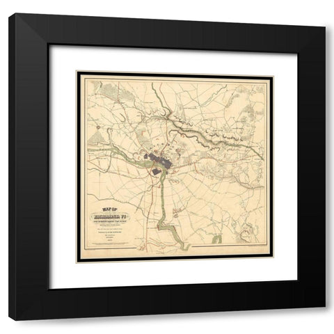 Richmond Virginia - Shell 1864 Black Modern Wood Framed Art Print with Double Matting by Shell