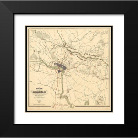 Richmond Virginia - Shell 1864 Black Modern Wood Framed Art Print with Double Matting by Shell