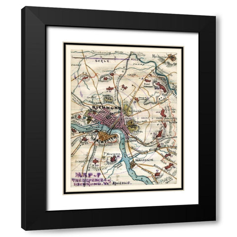 Richmond Virginia - 1865 Black Modern Wood Framed Art Print with Double Matting by Unknown
