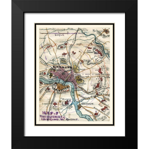 Richmond Virginia - 1865 Black Modern Wood Framed Art Print with Double Matting by Unknown