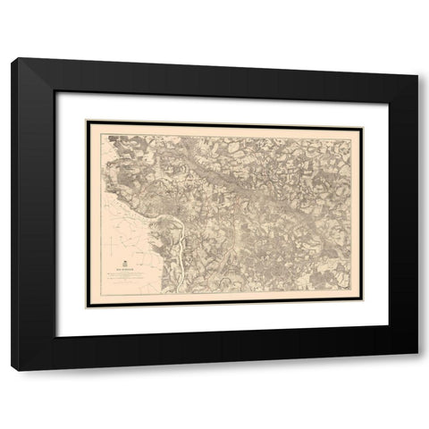 Richmond County Virginia - Michie 1867 Black Modern Wood Framed Art Print with Double Matting by Michie
