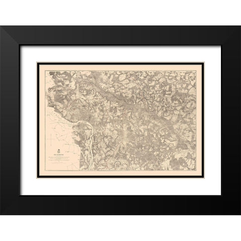 Richmond County Virginia - Michie 1867 Black Modern Wood Framed Art Print with Double Matting by Michie