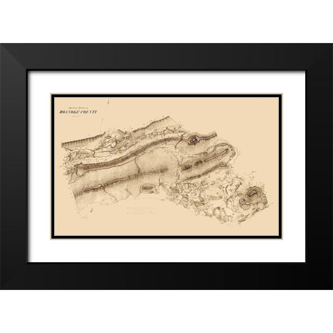 Roanoke County Virginia - 1860 Black Modern Wood Framed Art Print with Double Matting by Unknown