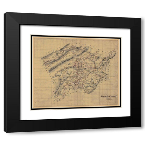 Roanoke County Virginia - 1860 Black Modern Wood Framed Art Print with Double Matting by Unknown