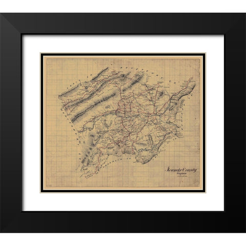 Roanoke County Virginia - 1860 Black Modern Wood Framed Art Print with Double Matting by Unknown