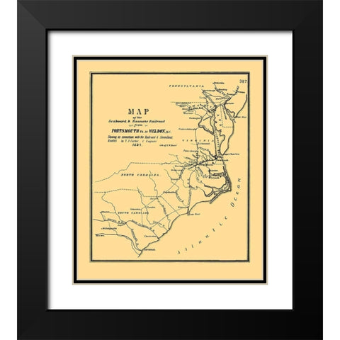 Seaboard and Roanoke Railroad - Bouve 1847 Black Modern Wood Framed Art Print with Double Matting by Bouve