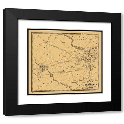 Seat of War Virginia - Corbett 1861 Black Modern Wood Framed Art Print with Double Matting by Corbett
