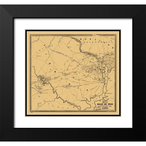 Seat of War Virginia - Corbett 1861 Black Modern Wood Framed Art Print with Double Matting by Corbett