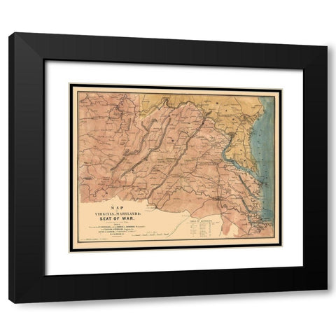 Seat of War Virginia - Ludwig 1861 Black Modern Wood Framed Art Print with Double Matting by Ludwig