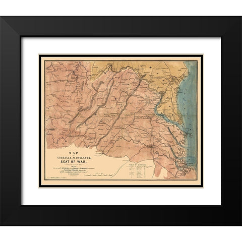 Seat of War Virginia - Ludwig 1861 Black Modern Wood Framed Art Print with Double Matting by Ludwig