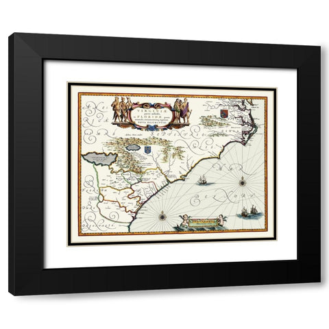 Virginia to Florida - Southeast Coast - 1640 Black Modern Wood Framed Art Print with Double Matting by Powhatan