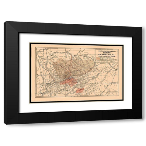 South Western Virginia - Nader 1892 Black Modern Wood Framed Art Print with Double Matting by Nader