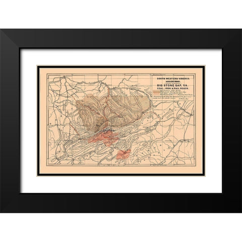 South Western Virginia - Nader 1892 Black Modern Wood Framed Art Print with Double Matting by Nader