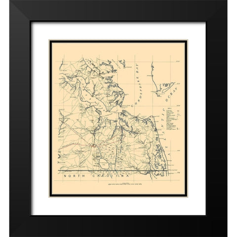 Southeastern Virginia 1862 Black Modern Wood Framed Art Print with Double Matting by Unknown