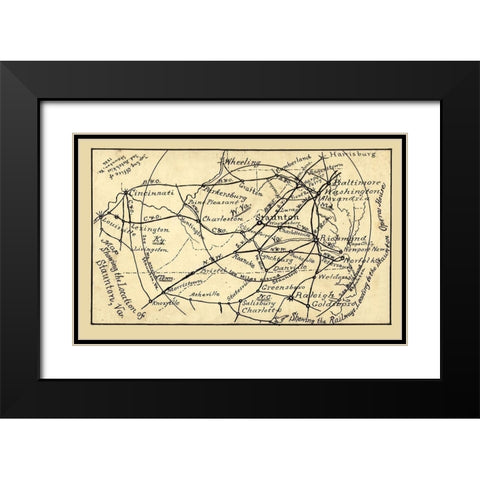 Virginia - Hotchkiss 1886 Black Modern Wood Framed Art Print with Double Matting by Hotchkiss