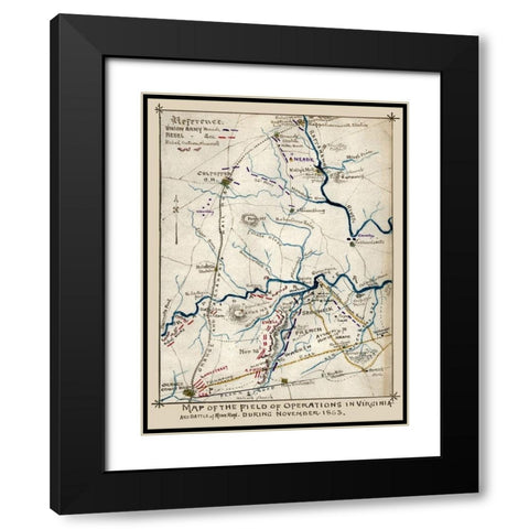 State of Operations Virginia - 1863 Black Modern Wood Framed Art Print with Double Matting by Unknown