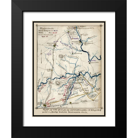 State of Operations Virginia - 1863 Black Modern Wood Framed Art Print with Double Matting by Unknown