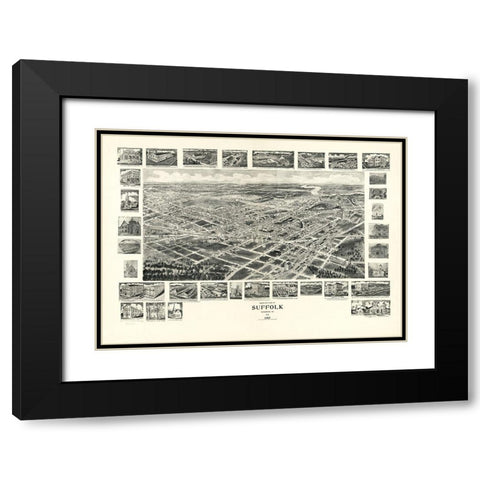 Suffolk Virginia - Fowler 1907 Black Modern Wood Framed Art Print with Double Matting by Fowler