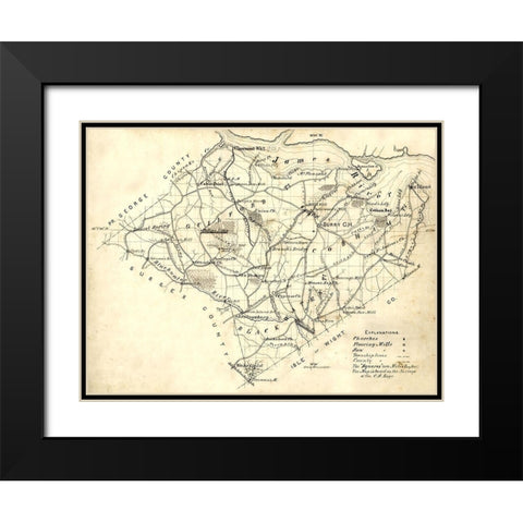 Surry County Virginia - 1871 Black Modern Wood Framed Art Print with Double Matting by Unknown