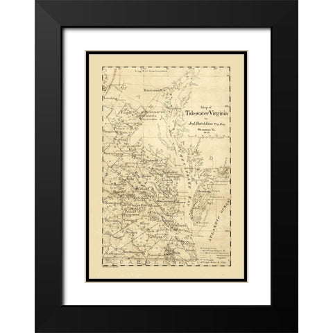 Virginia Tidewaters - Hotchkiss 1873 Black Modern Wood Framed Art Print with Double Matting by Hotchkiss