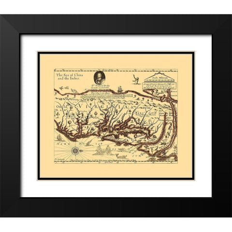 Virginia - Sir Francis Drakes - Hills Black Modern Wood Framed Art Print with Double Matting by Hills