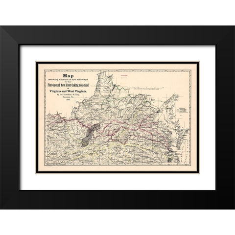 Virginia West Virginia - Hotchkiss 1888 Black Modern Wood Framed Art Print with Double Matting by Hotchkiss