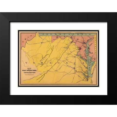 Virginia Maryland - Bufford 1861 Black Modern Wood Framed Art Print with Double Matting by Bufford