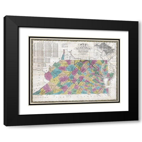 Virginia Maryland - Mitchell 1832 Black Modern Wood Framed Art Print with Double Matting by Mitchell