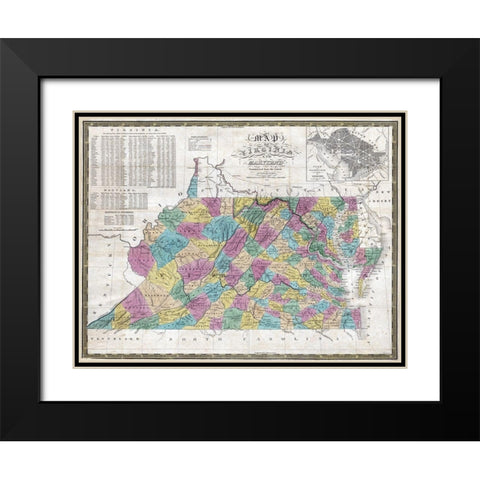 Virginia Maryland - Mitchell 1832 Black Modern Wood Framed Art Print with Double Matting by Mitchell