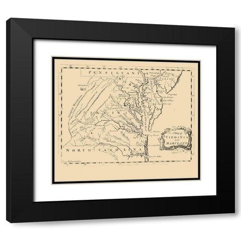 Virginia Maryland - Gavin 1767 Black Modern Wood Framed Art Print with Double Matting by Gavin