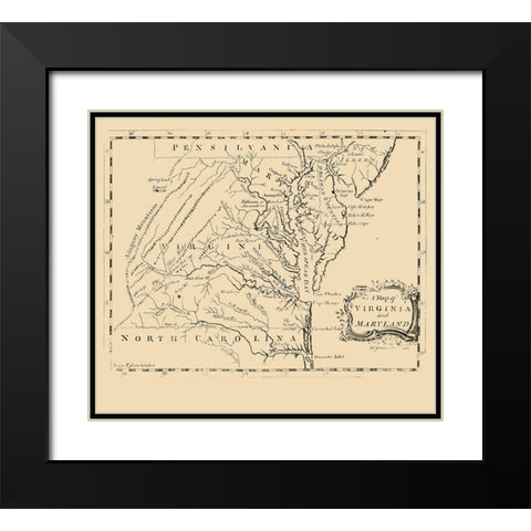 Virginia Maryland - Gavin 1767 Black Modern Wood Framed Art Print with Double Matting by Gavin